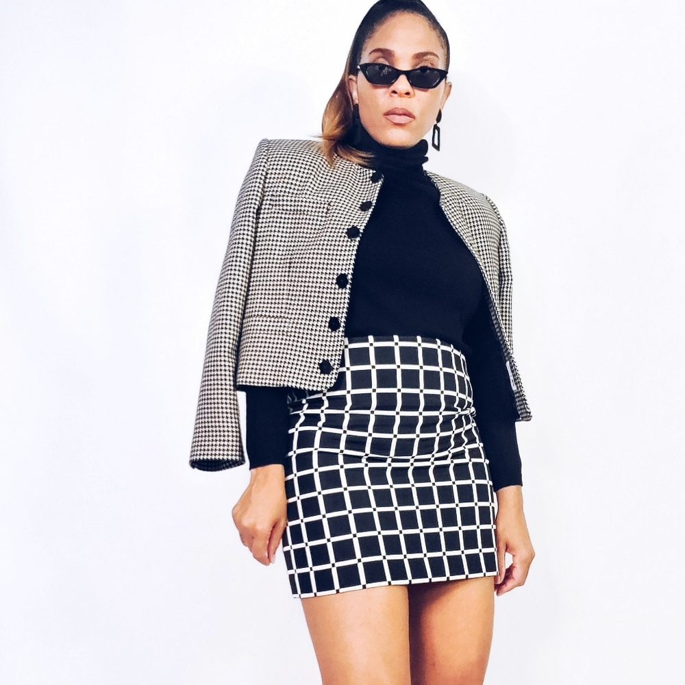Houndstooth Crop Blazer